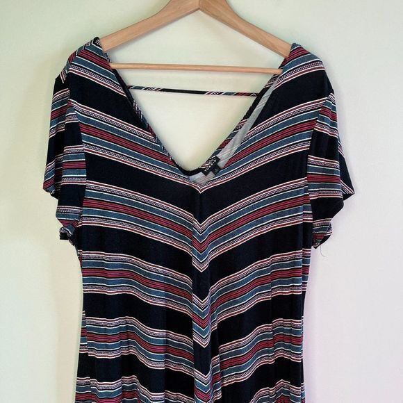 TORRID BLACK STRIPE JERSEY‎ KNIT STRIPED SWING DRESS MIDI WOMENS SIZE 2 2… - Picture 4 of 9